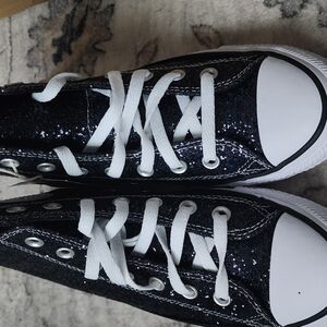Converse Black and White Sparkly High-Top Sneakers
